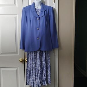 Leslie Fay Vintage  1980's 2 pc spring summer pleated dress  wedding Sz 10